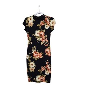 Iris Floral Black Dress Size Medium